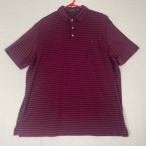 Ralph Lauren Polo Shirt Mens Size XXL Red  Blue Pony Outdoors Soft 100% Cotton